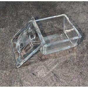 Vintage Val St Lambert Signed Cut Crystal Squirrel Trinket Box Paperweight Decor